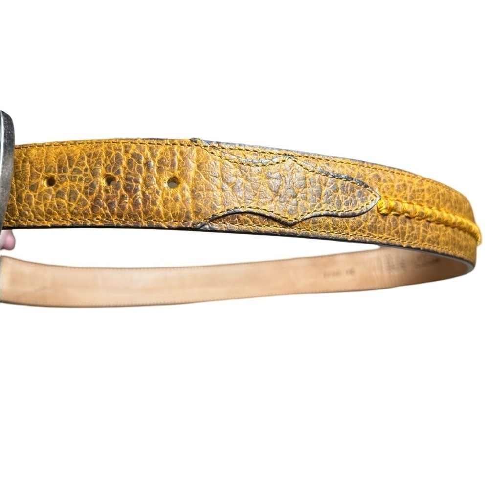 Messicano Leather Belt with Textured Buckle, Size 34, Tan, Like New Condition - Picture 3 of 10